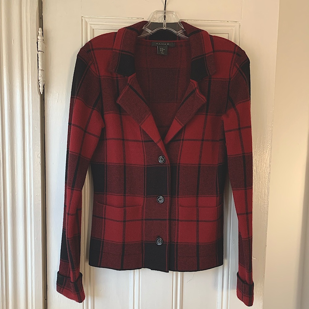 Tahari Boucle Plaid Jacket-Blazer